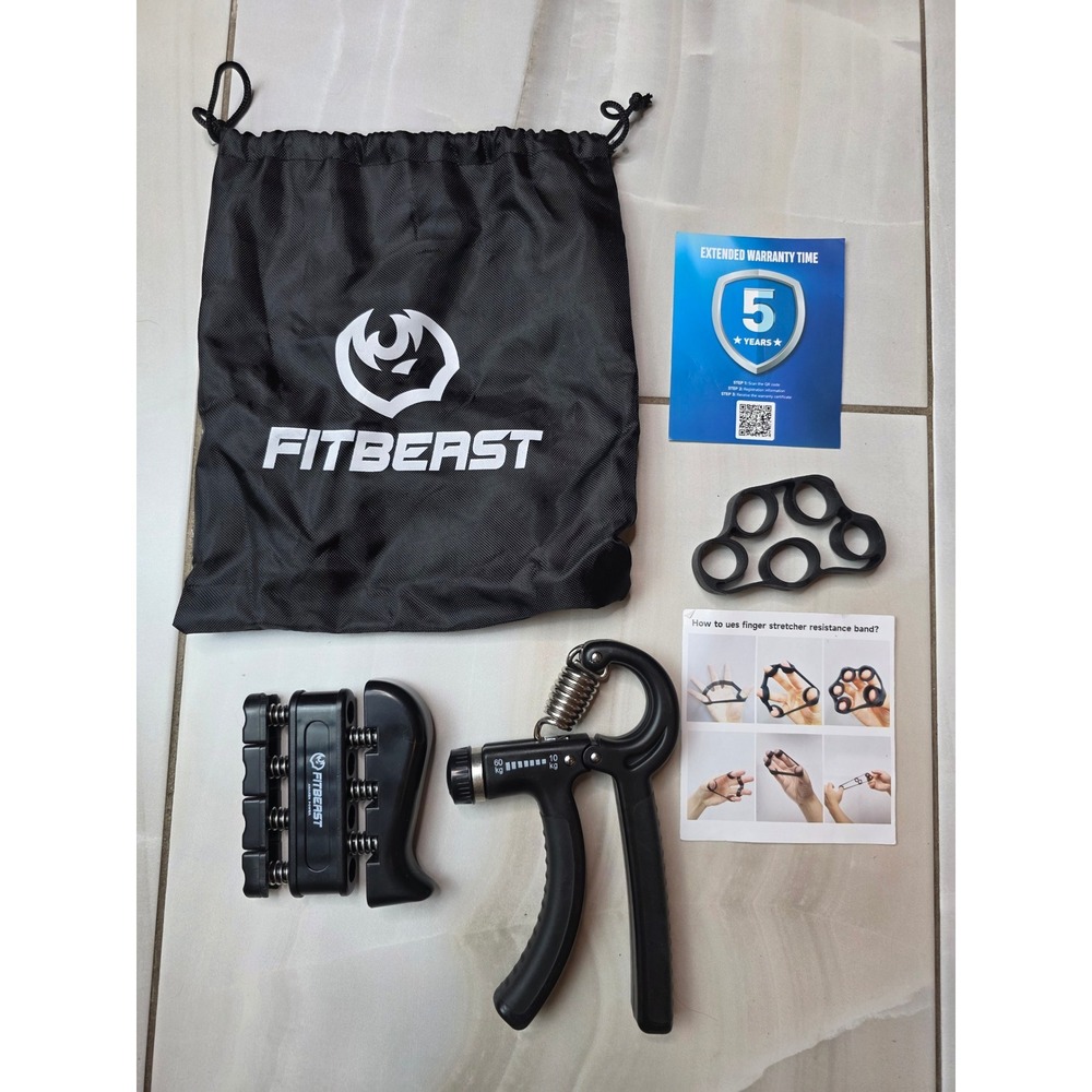 FitBeast Hand Grip Strengthener Kit Adjustable Resistance 10-60kg Finger E1
